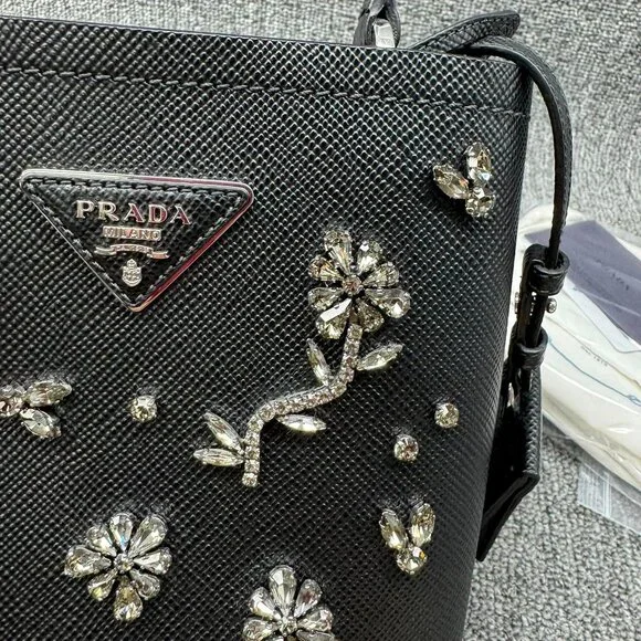 100% Authentic Prada Blue Panier Shoulder Bag - Picture 4 of 14